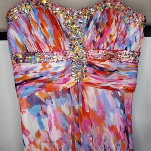 Cute Strappless dress multi colored (Cachet) used